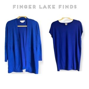 Royal Blue Cardigan & Tee, Size S